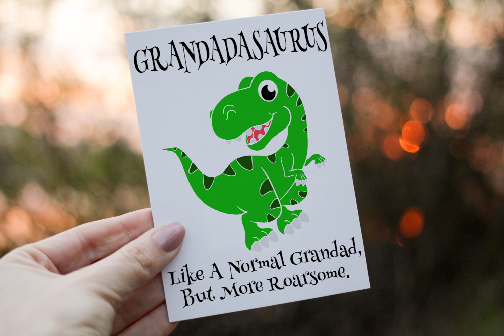 Grandad Birthday Card, Dinosaur Birthday Card, Grandadasaurus